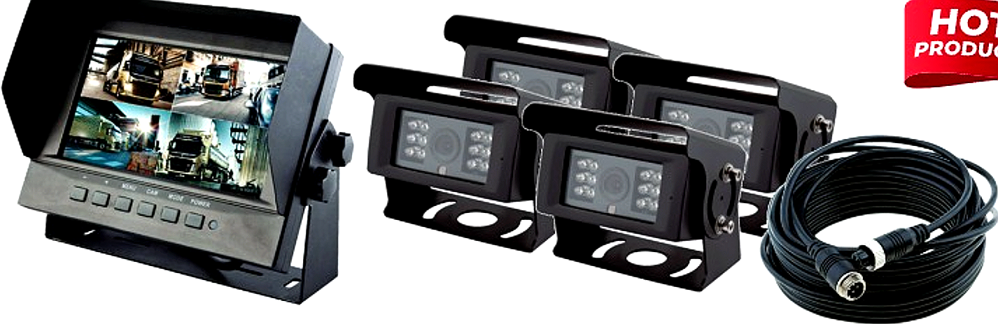 7 Inch Digital Color LCD Quad monitor and Camera Kit - Quad View